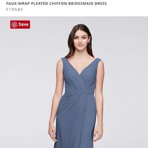 Faux-Wrap Pleated Chiffon Bridesmaid's Dress